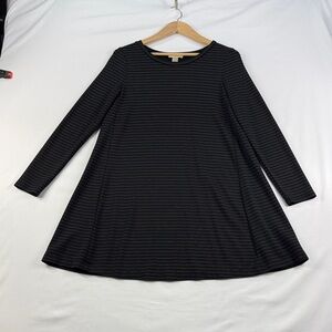 LOFT Outlet Black & Gray Stripe A-Line Dress – Size XS